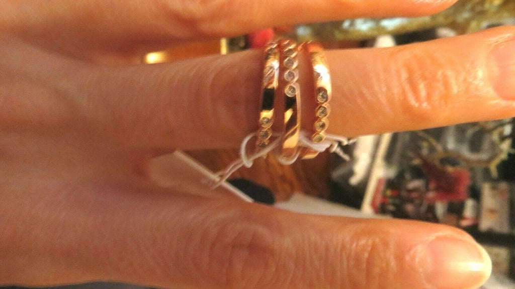 KATE SPADE CIRCLE STACK 3 RING SET SZ 7, 8 ROSE GOLD CRYSTAL+DUST BAG gift 1
