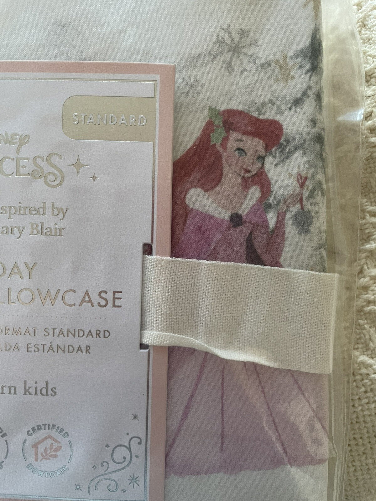 Disney Pottery Barn Holiday pillowcase PRINCESS Belle Christmas gift castle