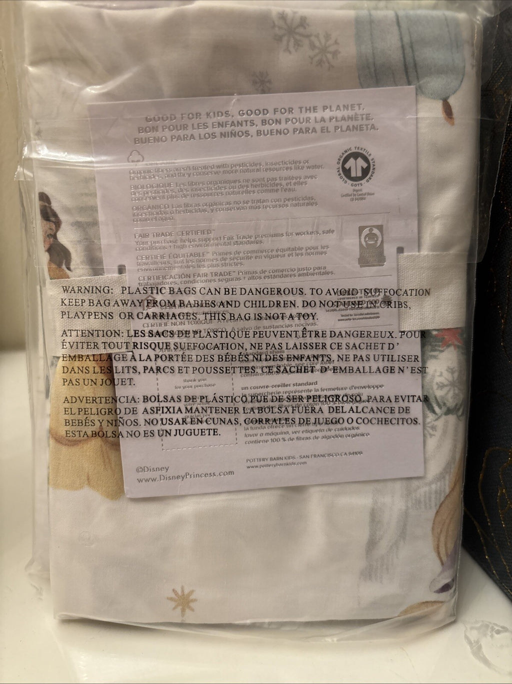 Disney Pottery Barn Holiday pillowcase PRINCESS Belle Christmas gift castle