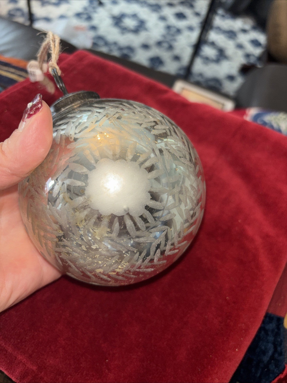 pottery barn holiday ornament Christmas Snowflake gift party Large Vintage `