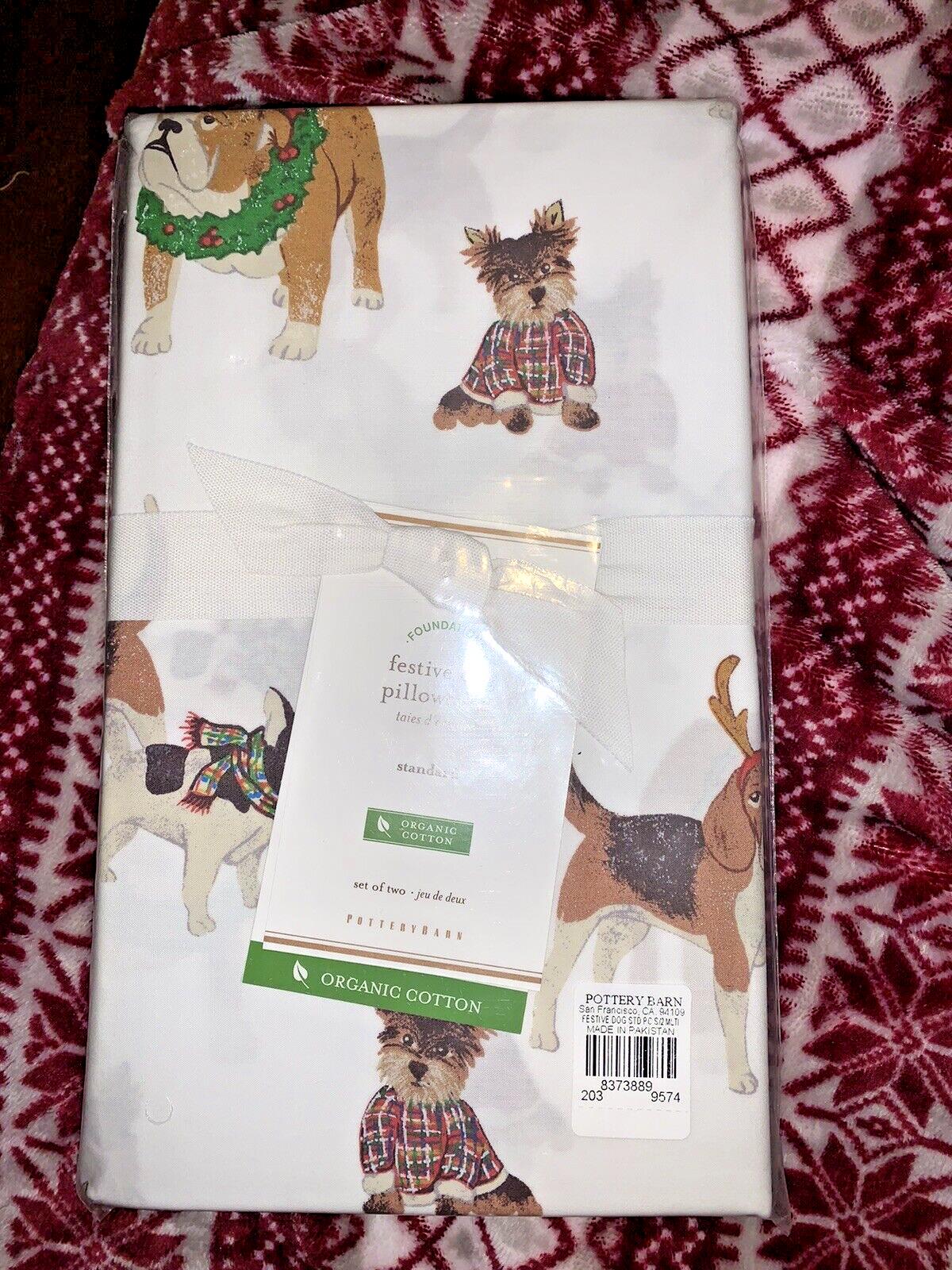 Pottery Barn Christmas holiday gift dog party pillowcase SET 2 Disney Birthday =