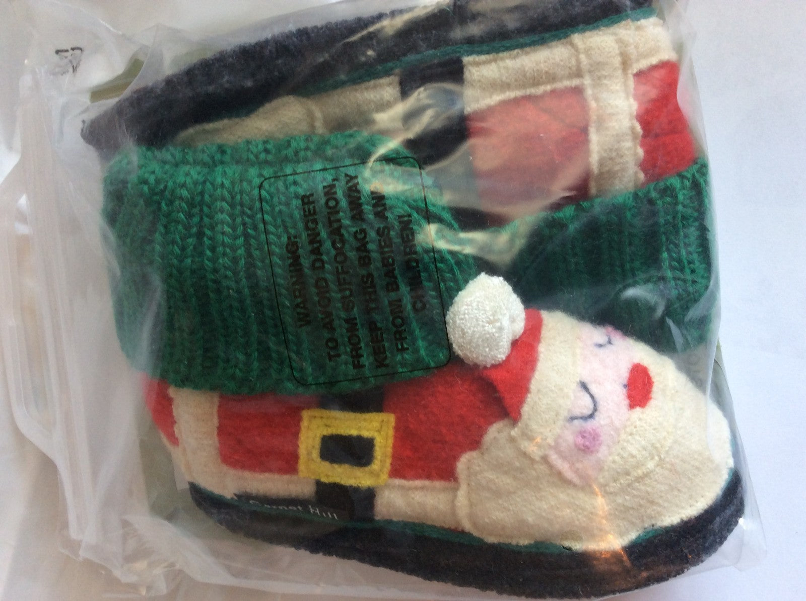Garnet Hill slipper HAND MADE Wool Boot Santa KID 7 Winter Holiday Christmas 1