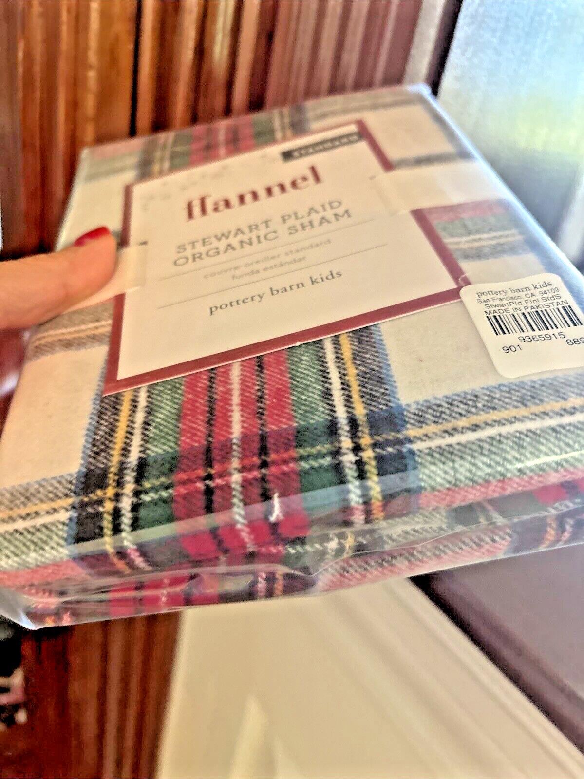 Pottery Barn  Christmas Pillowcase Plaid Sham holiday Stewart red disney SET 2