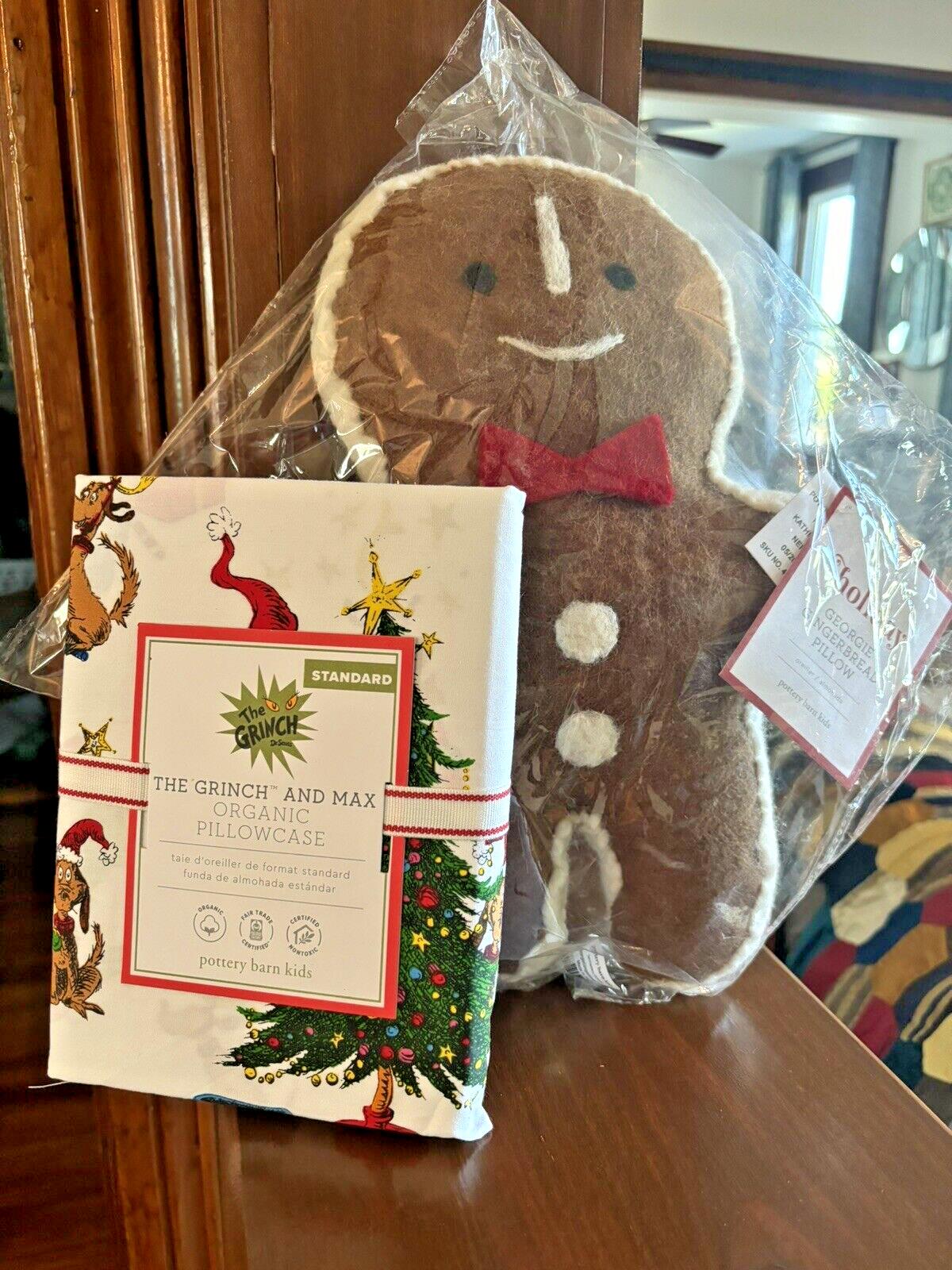 Pottery Barn Kids GRINCH Holiday Christmas Gingerbread Seuss Disney BED SET 2 =