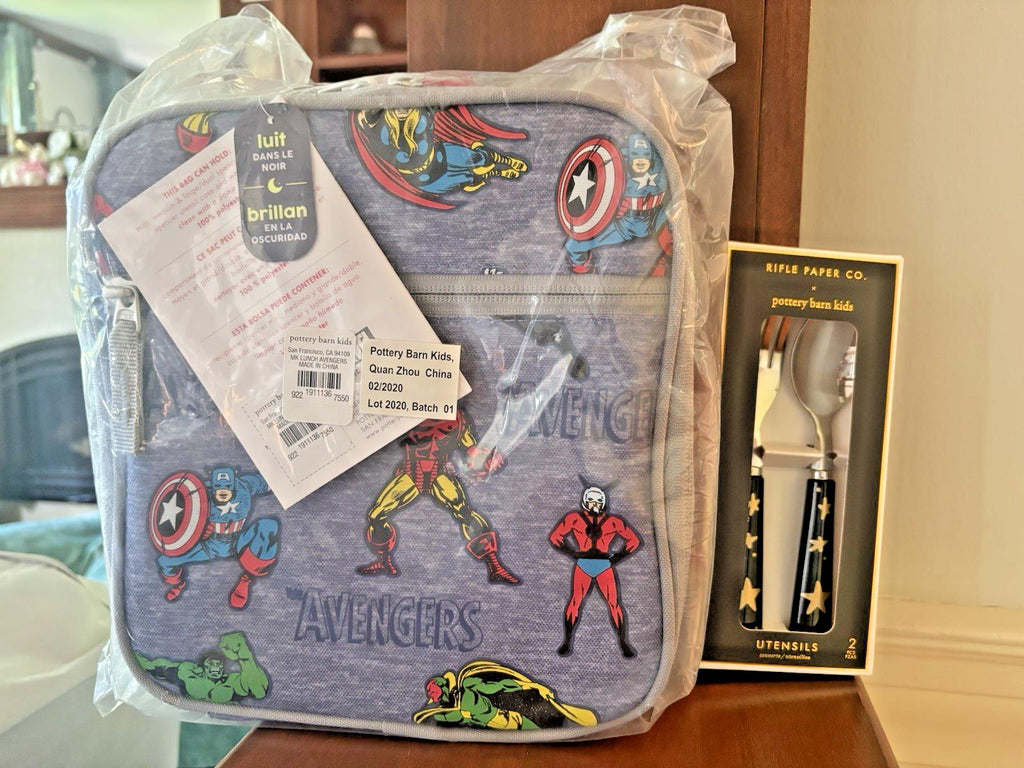 school Pottery Barn Marvel avengers Iron Man Thor Lunch BAG Disney Comic Boy -h