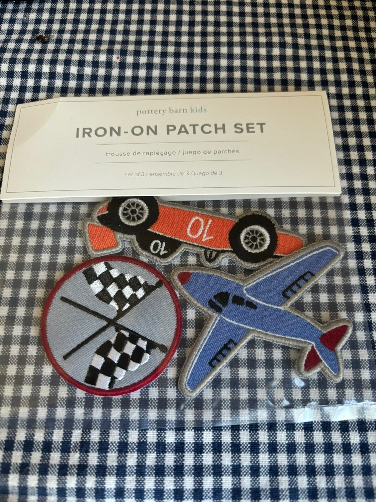 school Pottery barn Disney boy Hot Wheels car plane truck space Patch set 3 -