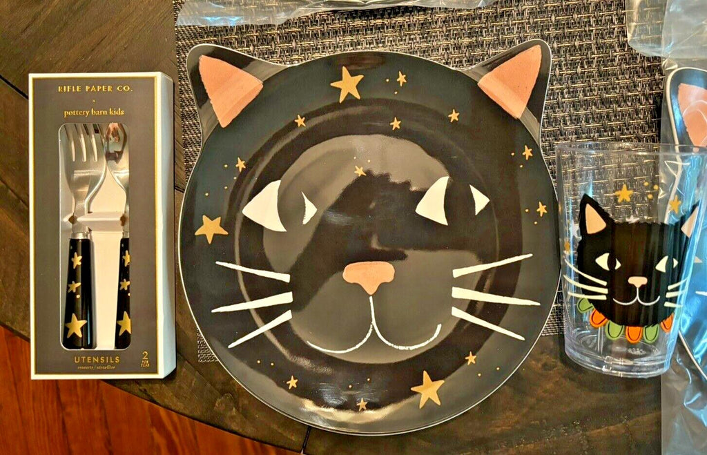 Pottery Barn Disney Halloween Holiday party black cat kids dinner party SET 12 -