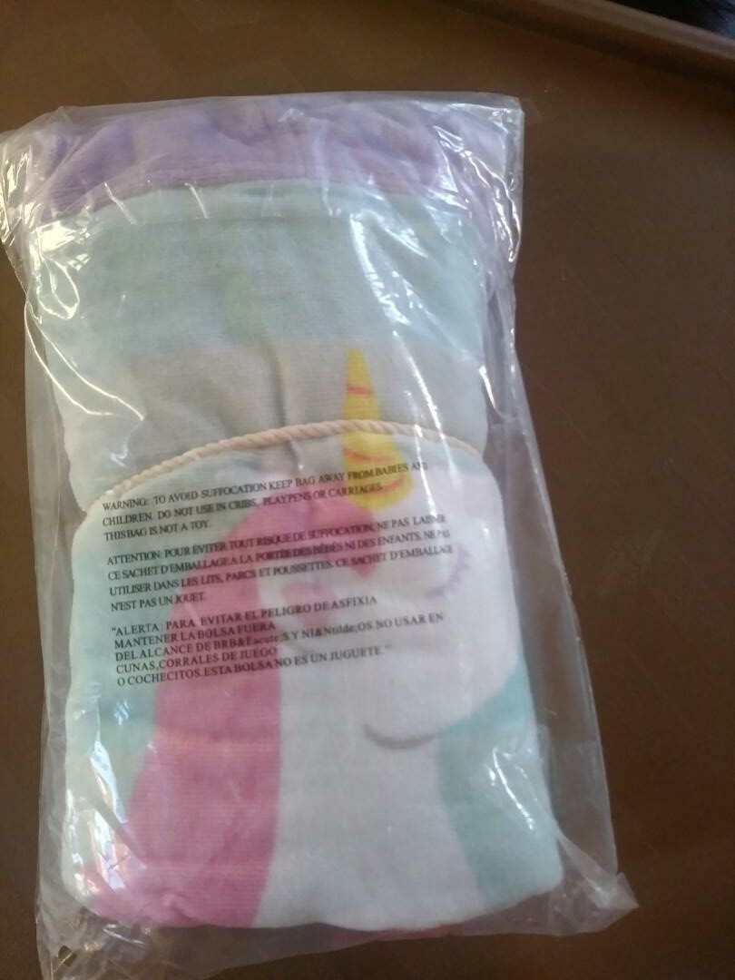 Pottery barn kid UNICORN RAINBOW hooded bath Beach towel pool wrap cover up ?? -