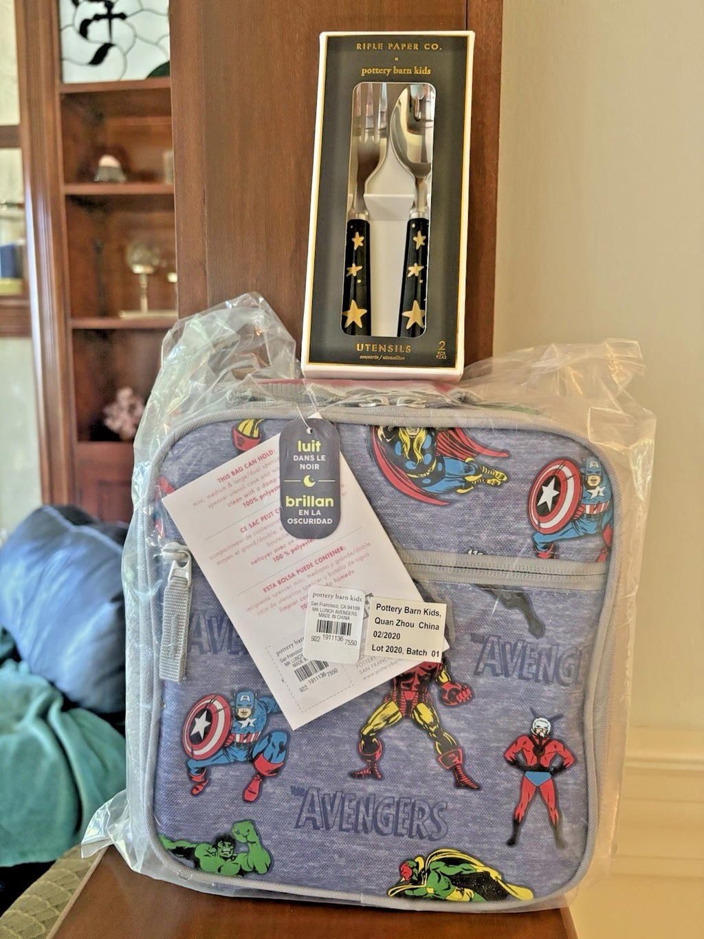 school Pottery Barn Marvel avengers Iron Man Thor Lunch BAG Disney Comic Boy -h