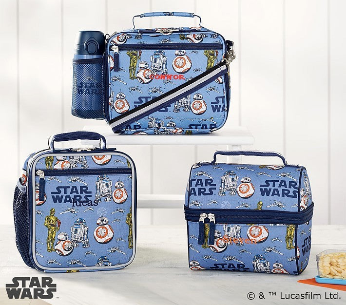 school Pottery Barn Disney STAR WARS Droid LUNCH box space bag jedi r2d2 solo .