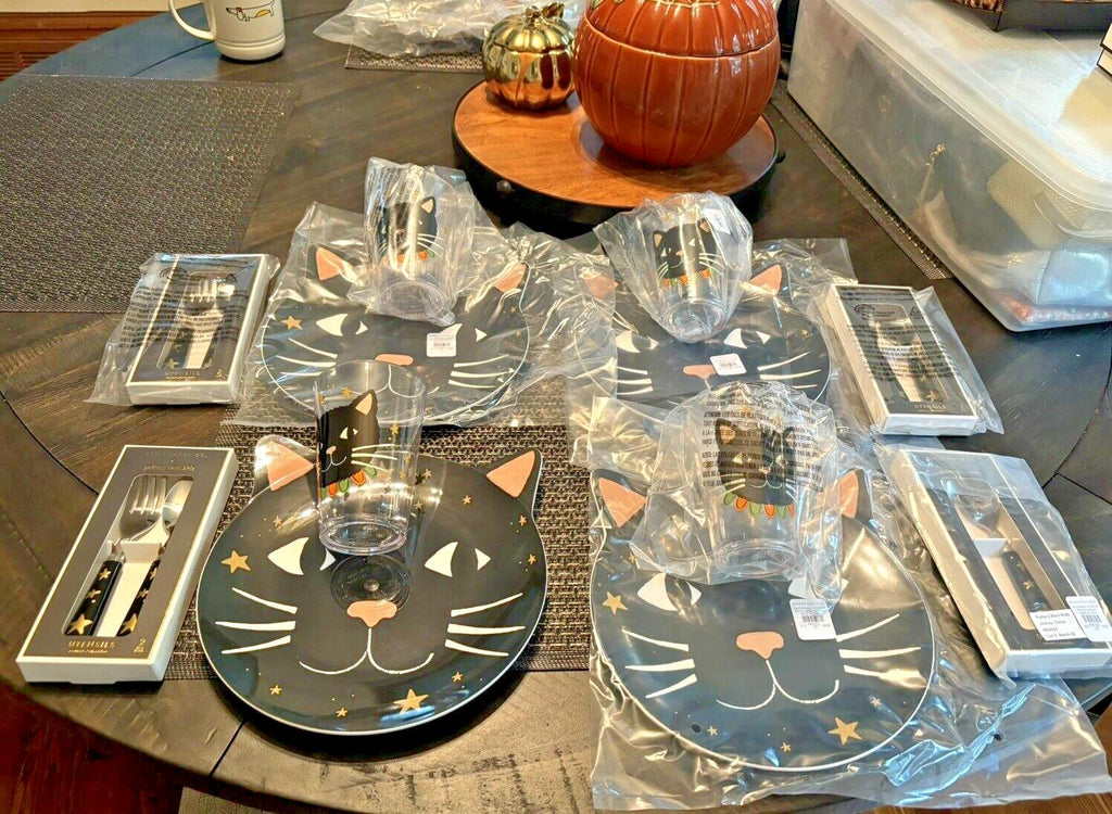 Pottery Barn Disney Halloween Holiday party black cat kids dinner party SET 12 -