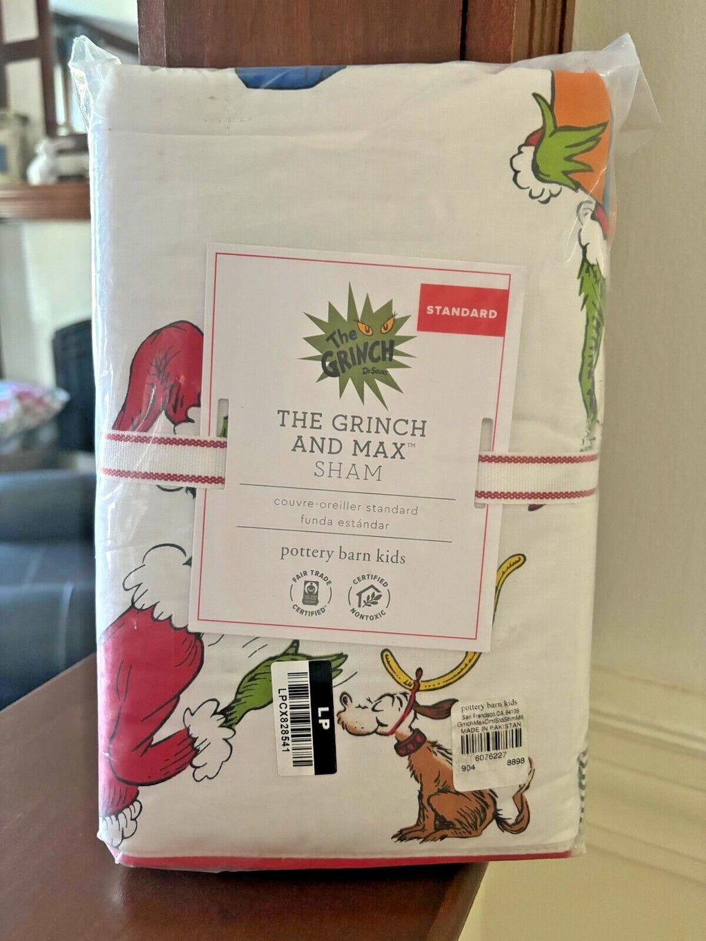 Pottery Barn Christmas Grinch Max pillow Sham Dr Seuss Holiday Gift party kid .