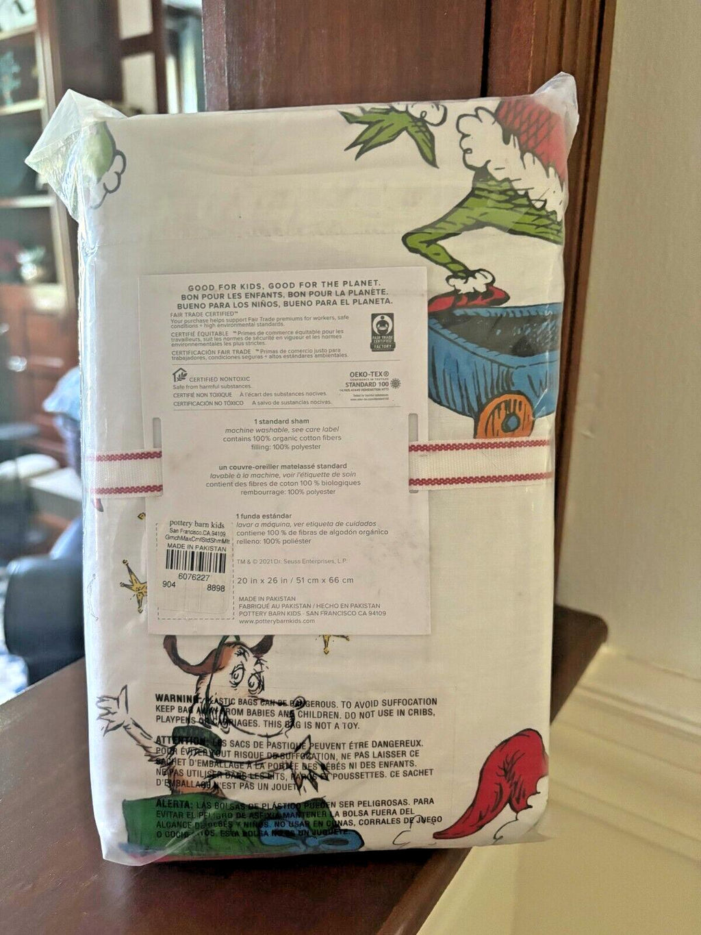 Pottery Barn Christmas Grinch Max pillow Sham Dr Seuss Holiday Gift party kid .