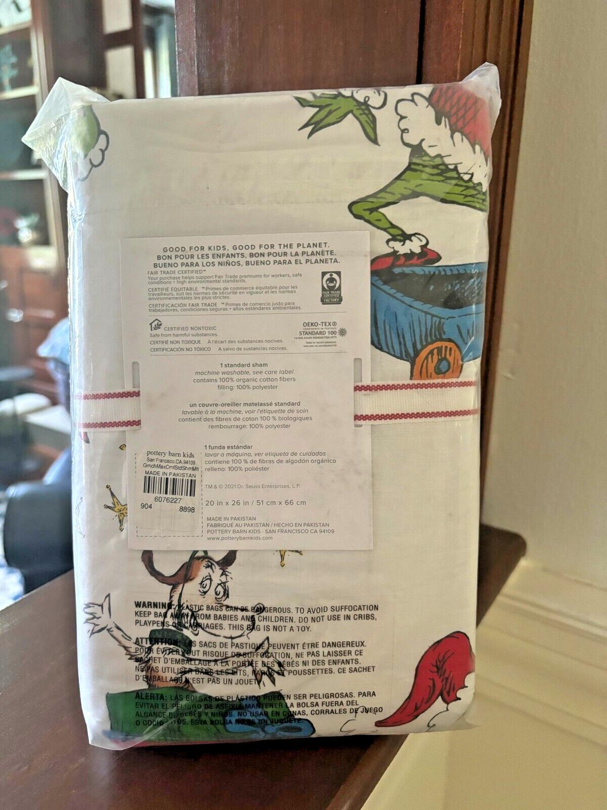 Pottery Barn Christmas Grinch Max pillow Sham Dr Seuss Holiday Gift party kid .