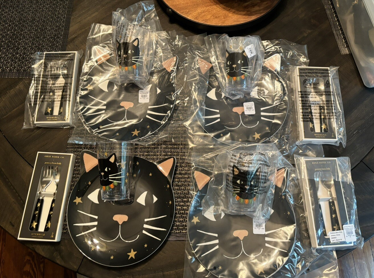 Pottery Barn Disney Halloween Holiday party black cat kids dinner party SET 12 -