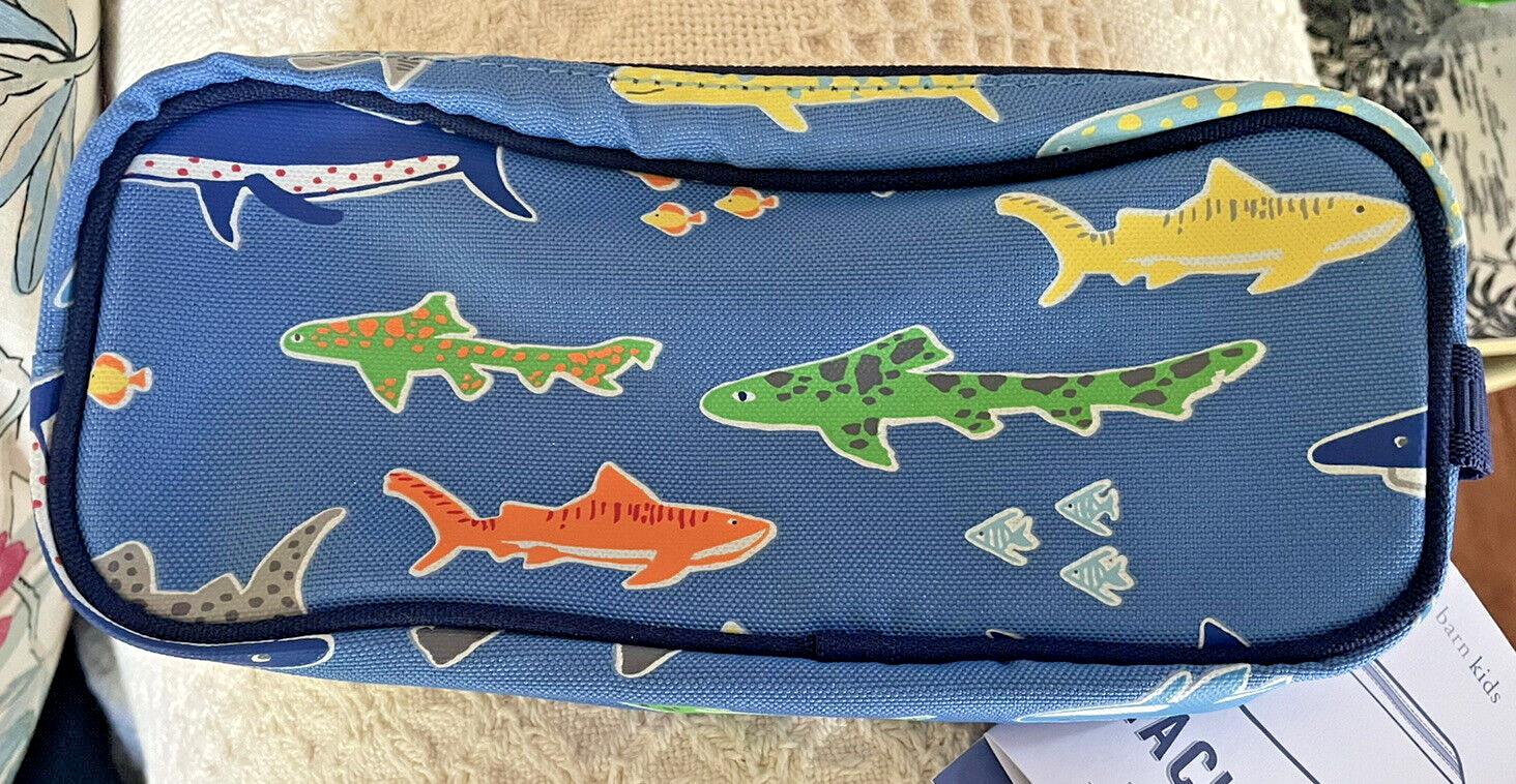 School Pottery Barn Shark PENCIL CASE bag holiday island party florida ocean ,