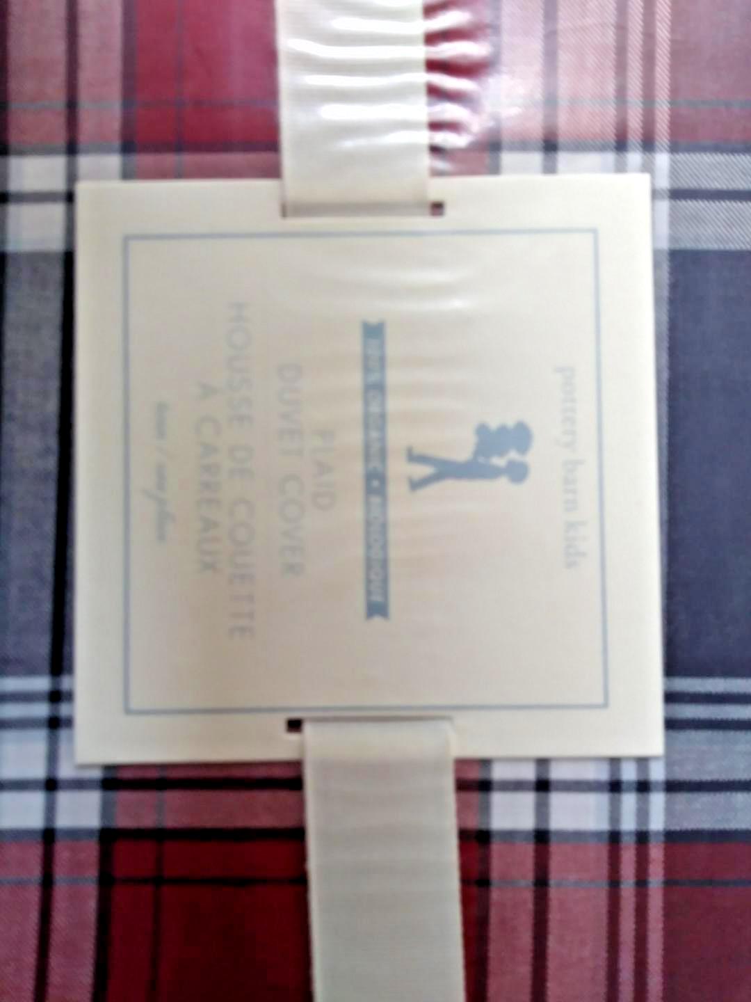 Pottery Barn holiday Plaid DUVET COVER + pillow SHAM Birthday party gift $289 "