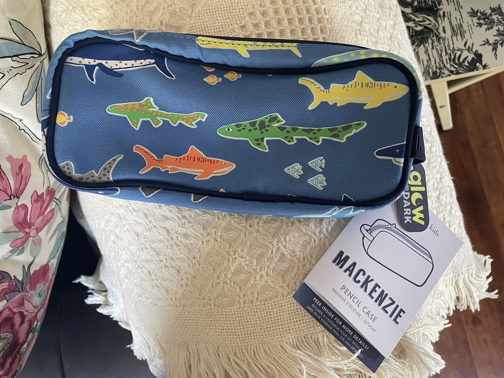School Pottery Barn Shark PENCIL CASE bag holiday island party florida ocean ,