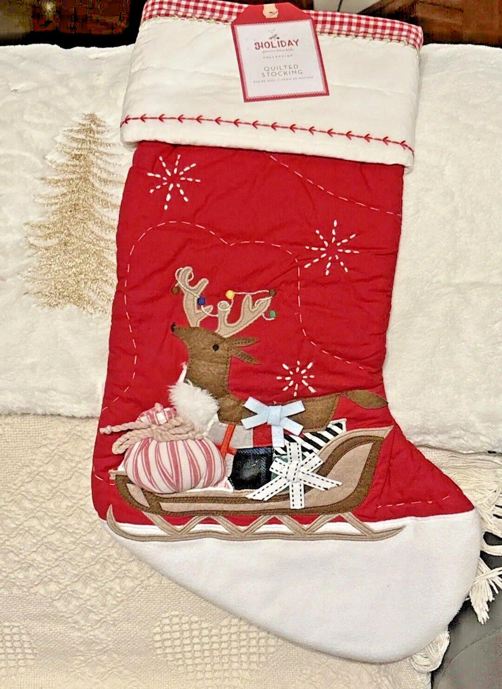 Disney Pottery Barn Holiday Christmas stocking gift Reindeer Santa school kid n