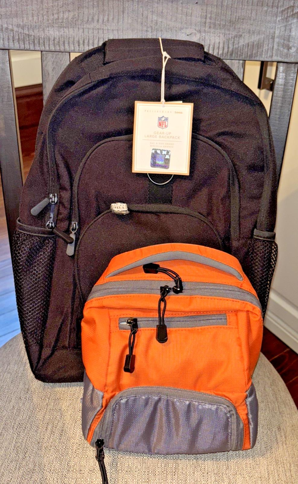 Pottery Barn School LARGE BACKPACK + LUNCH Football Baseball NFL sport BAG Boy .