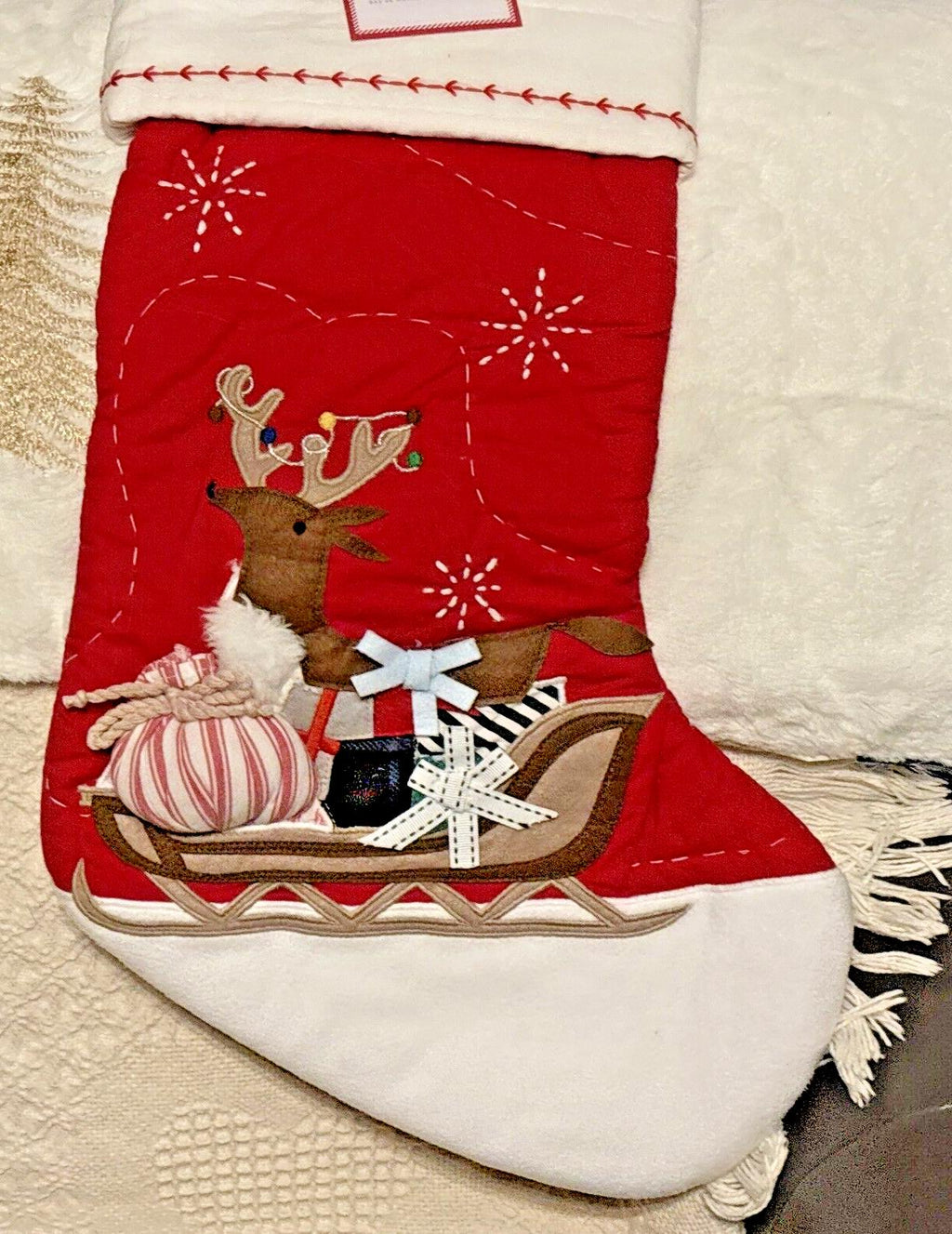 Disney Pottery Barn Holiday Christmas stocking gift Reindeer Santa school kid n