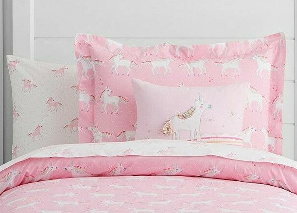 pottery barn Disney rainbow pillow heart pink unicorn holiday school gift girl "