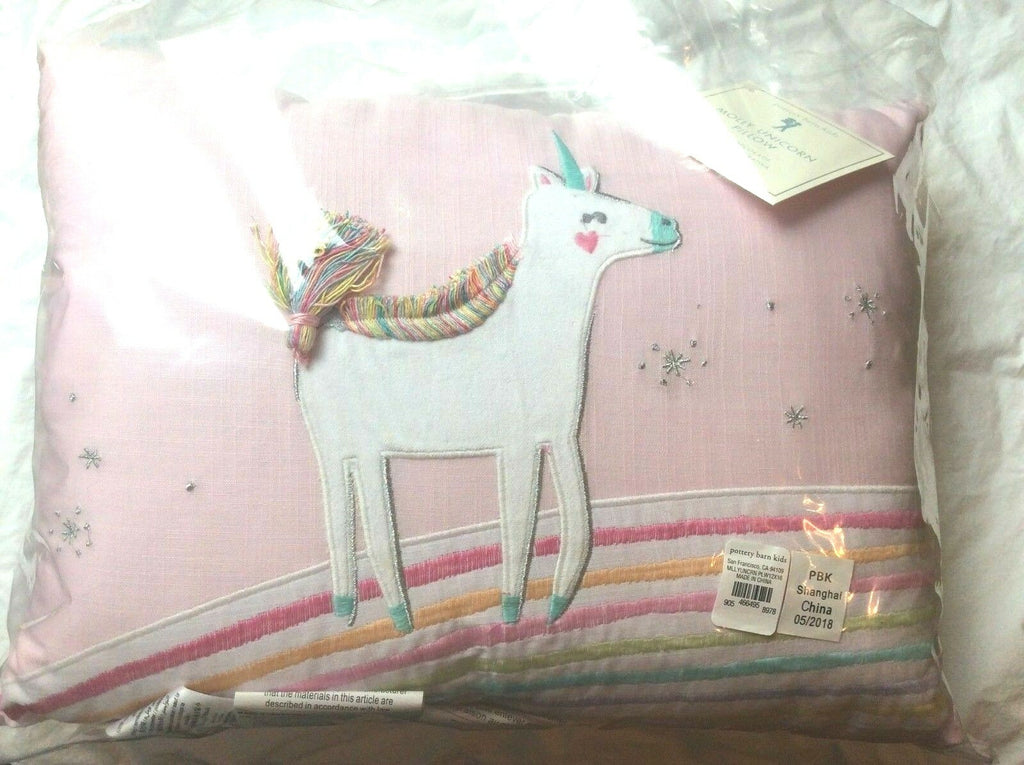 pottery barn Disney rainbow pillow heart pink unicorn holiday school gift girl "