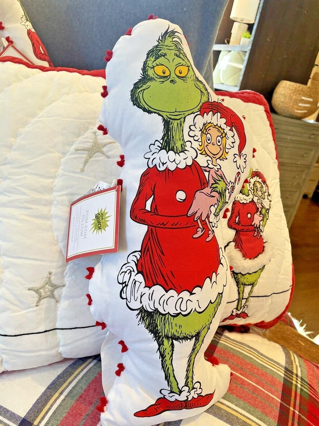 pottery barn Holiday Christmas Grinch pillow Disney gift birthday party kid bed