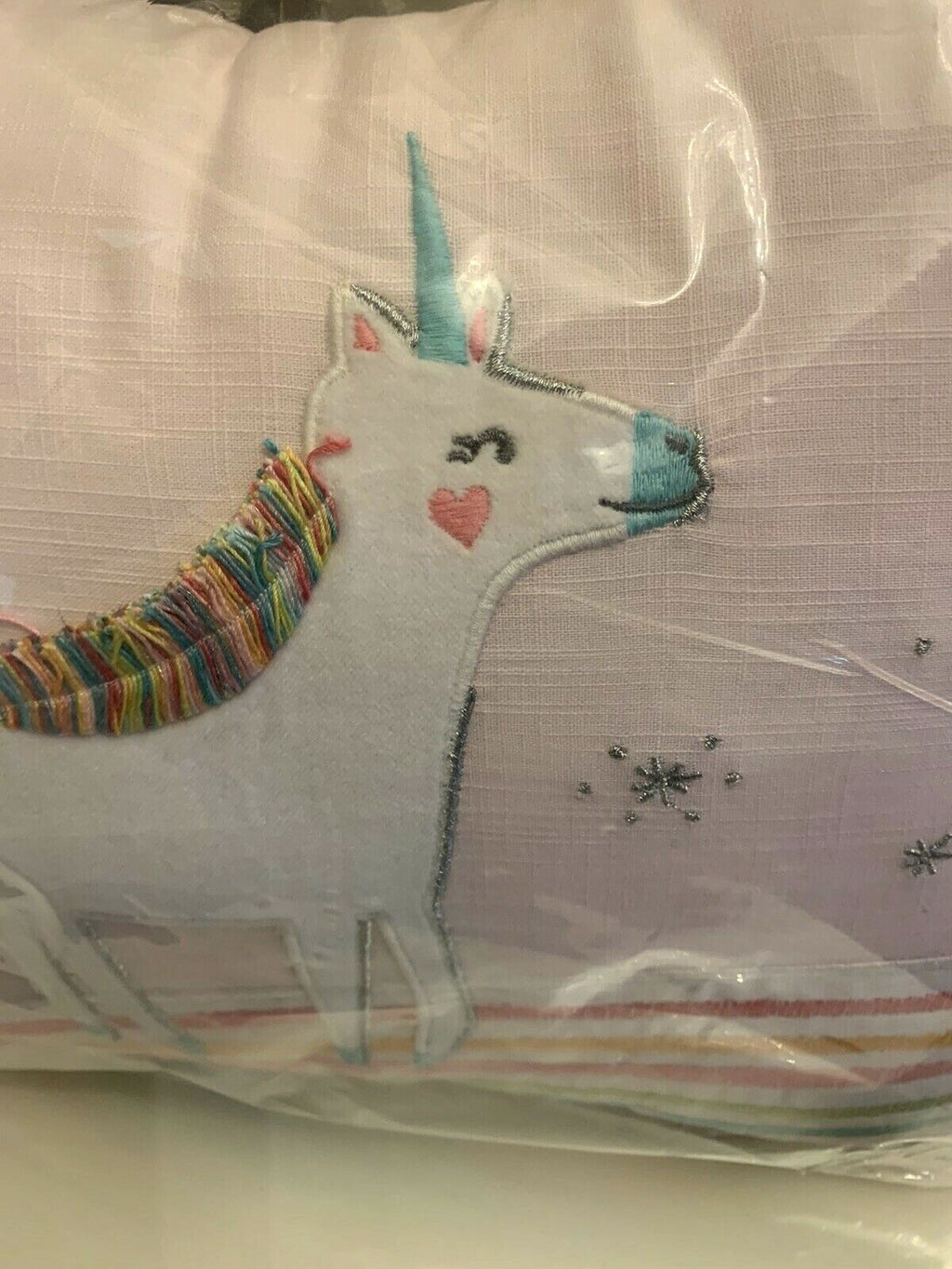 pottery barn Disney rainbow pillow heart pink unicorn holiday school gift girl "