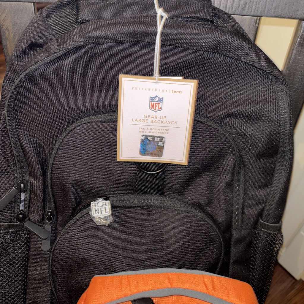 Pottery Barn School LARGE BACKPACK + LUNCH Football Baseball NFL sport BAG Boy .
