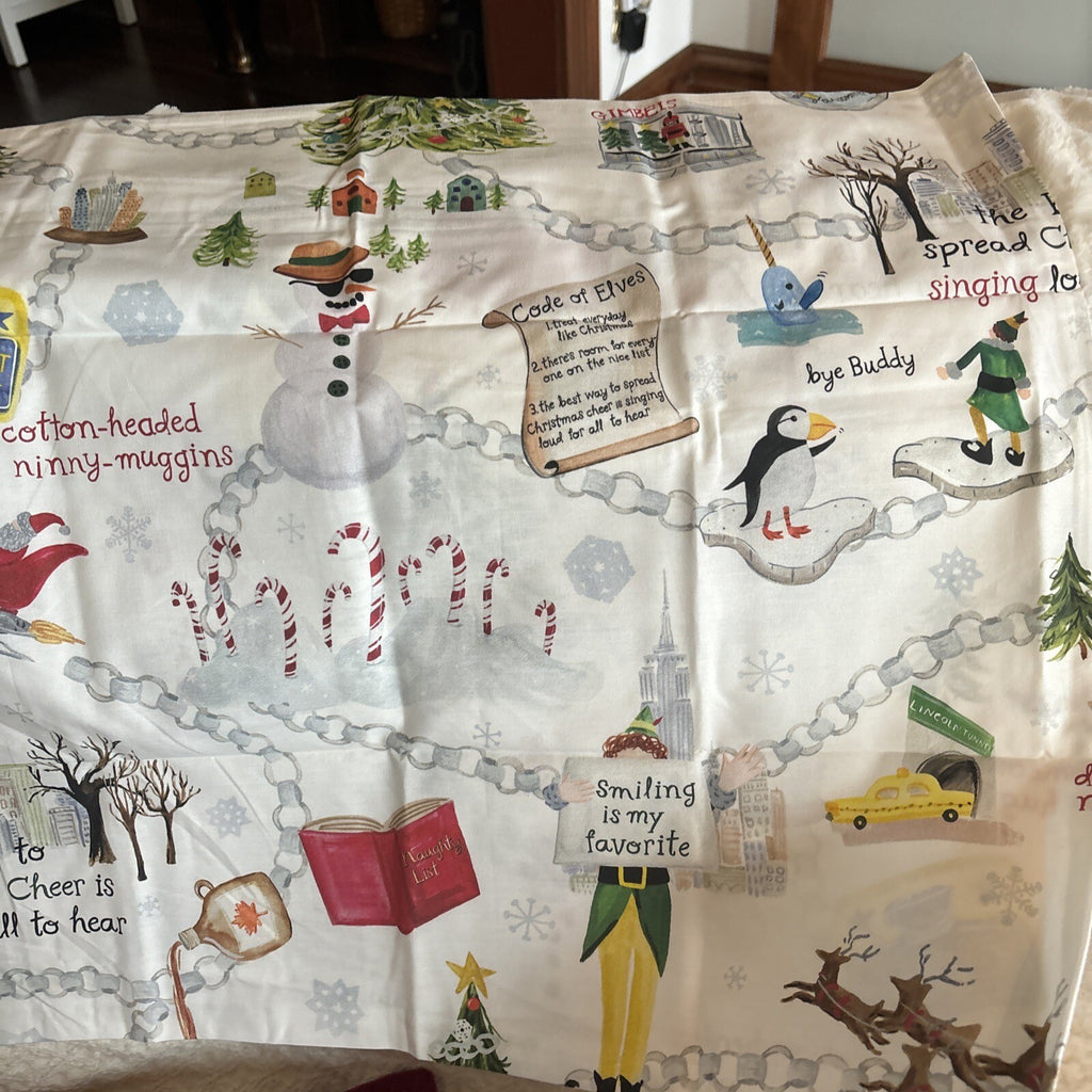 Pottery Barn Holiday Disney PILLOWCASE KING ELF village Christmas kid SET 2 y