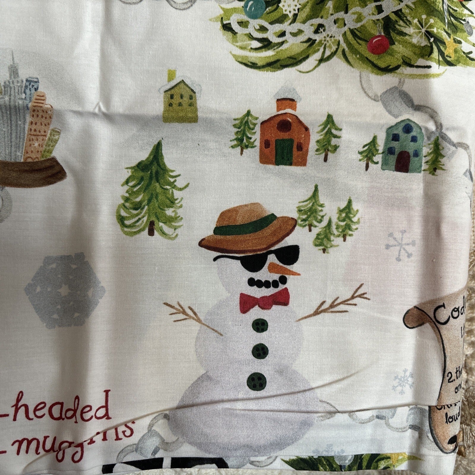 Pottery Barn Holiday Disney PILLOWCASE KING ELF village Christmas kid SET 2 y