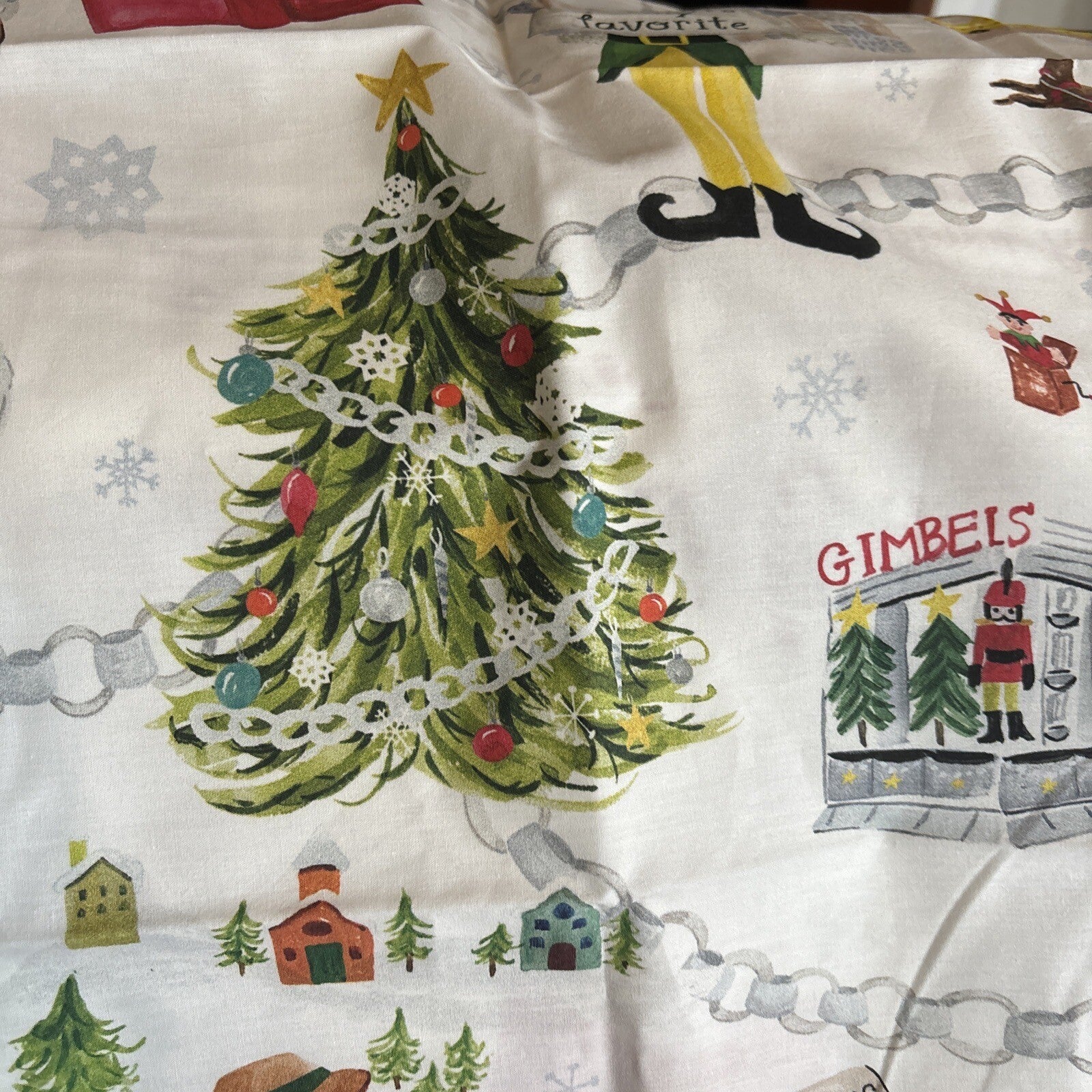 Pottery Barn Holiday Disney PILLOWCASE KING ELF village Christmas kid SET 2 y