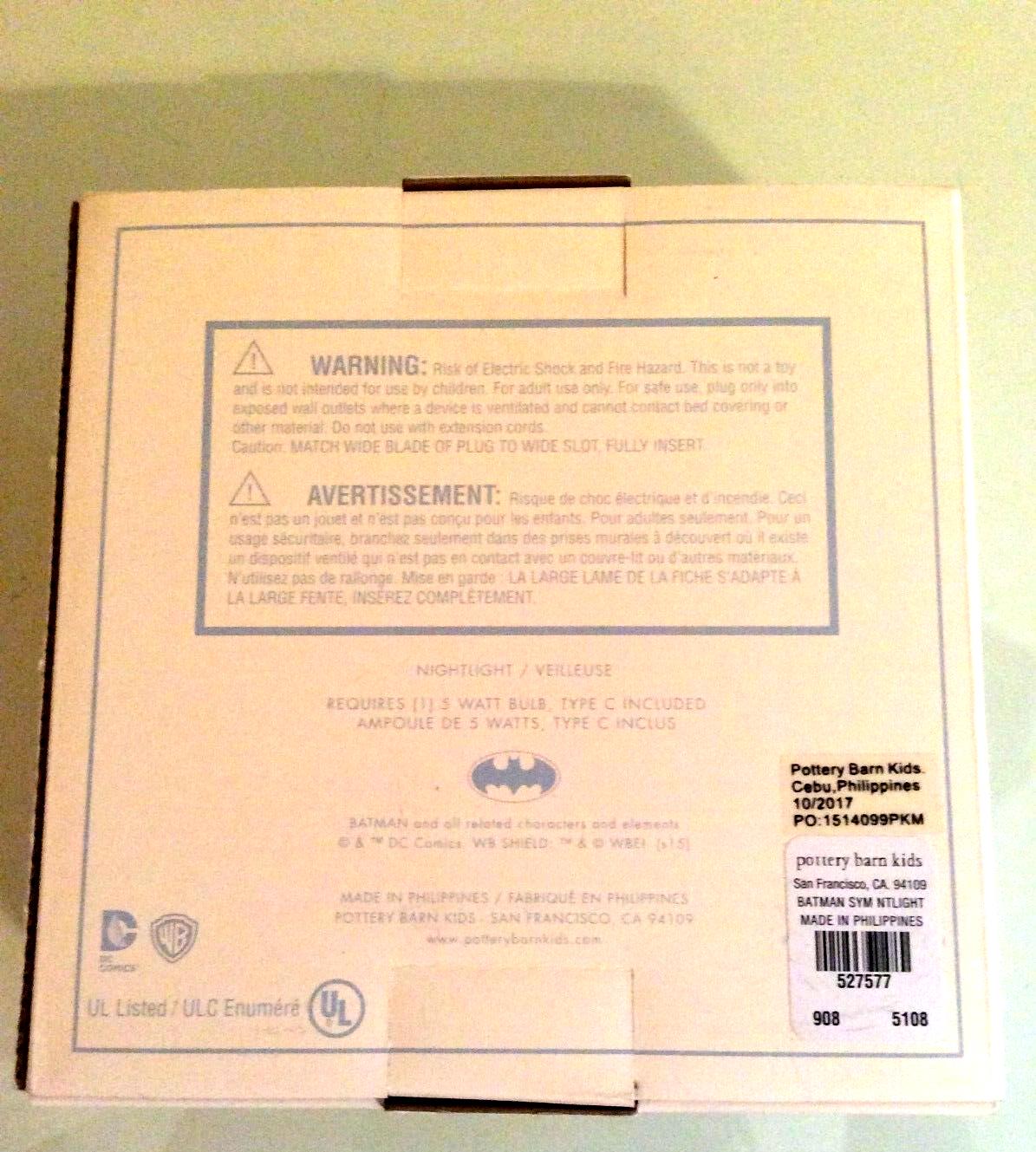 Pottery barn Night Light BATMAN FLASH JUSTICE League birthday holiday gift ..