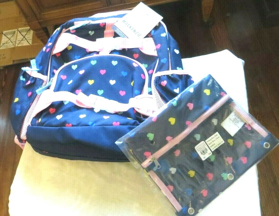 Disney School Pottery barn BACKPACK holiday Rainbow HEART+PENCIL CASE princess -