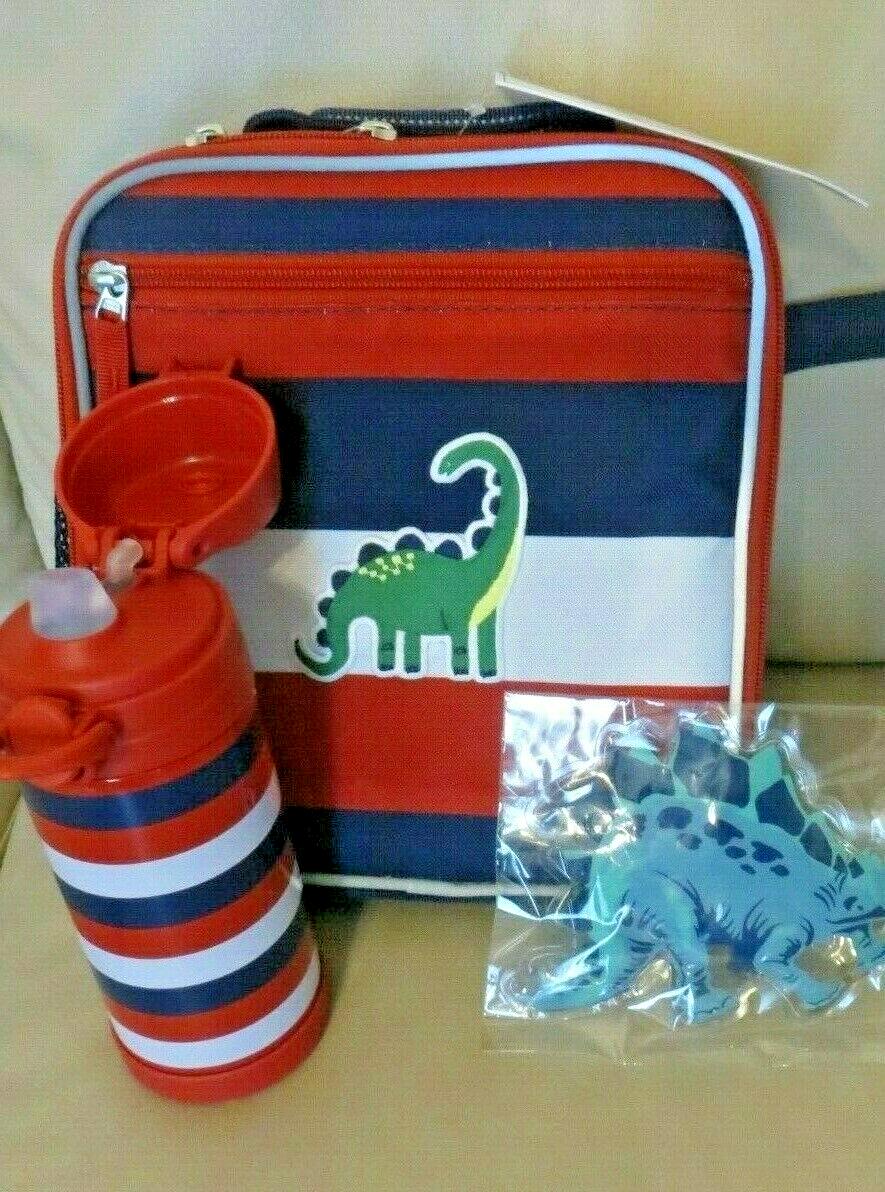 School Pottery barn Disney LUNCH BOX +WATER BOTTLE Dinosaur red stripe pre k ,