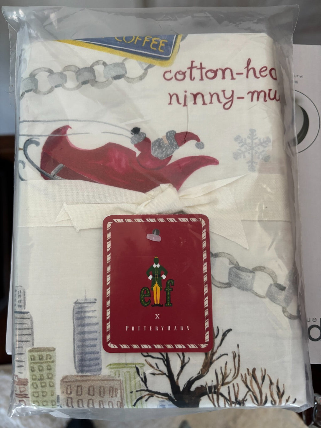 Pottery Barn Holiday Disney PILLOWCASE KING ELF village Christmas kid SET 2 y