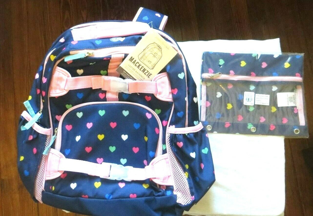 Disney School Pottery barn BACKPACK holiday Rainbow HEART+PENCIL CASE princess -
