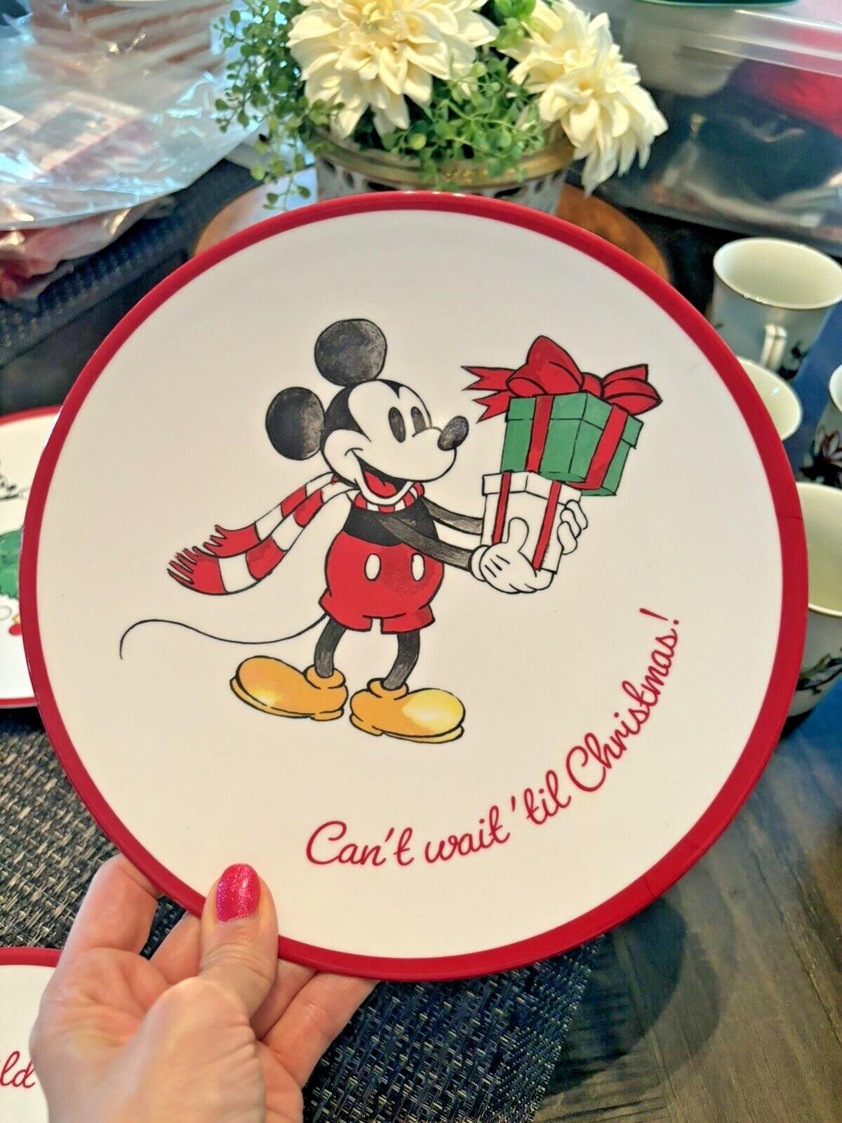 Pottery Barn DINNER SET Holiday Mickey Mouse Christmas Disney Plate party Plaid