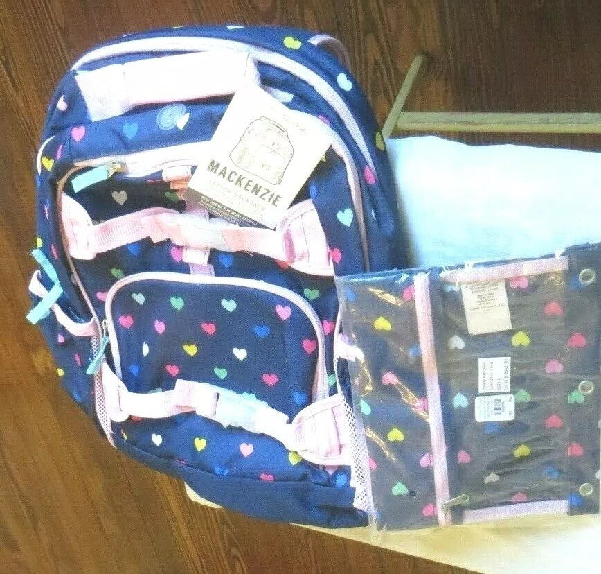 Disney School Pottery barn BACKPACK holiday Rainbow HEART+PENCIL CASE princess -