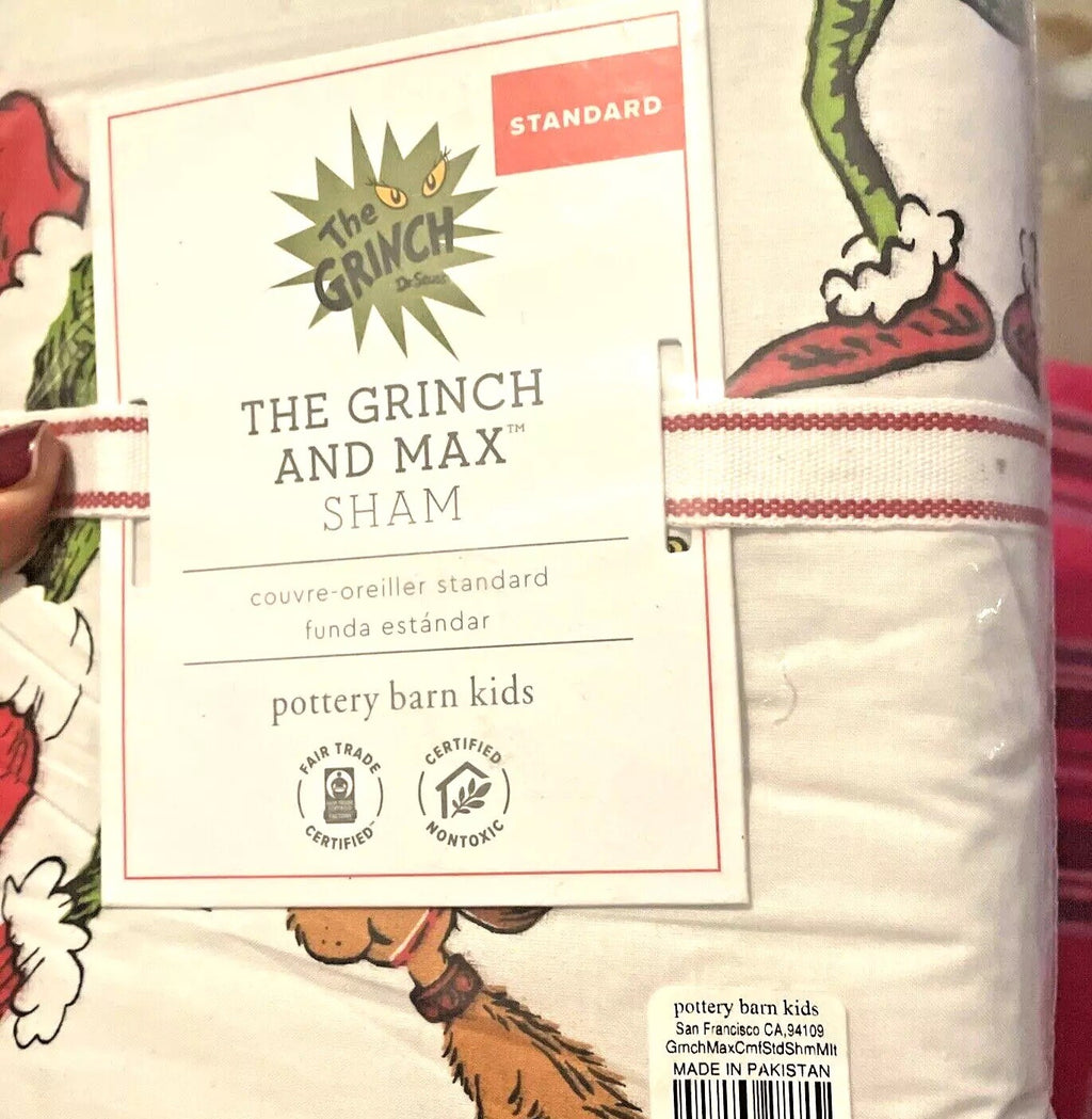 Pottery Barn Grinch Christmas pillow Sham  Holiday Gift party kid Dr Seuss =