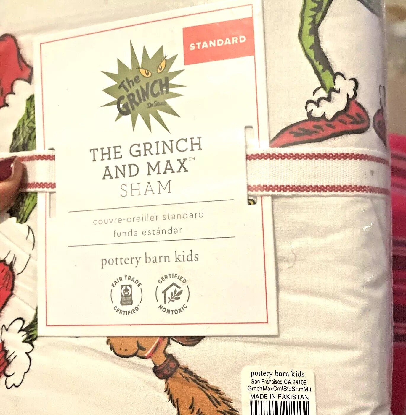 Pottery Barn Grinch Christmas pillow Sham  Holiday Gift party kid Dr Seuss =