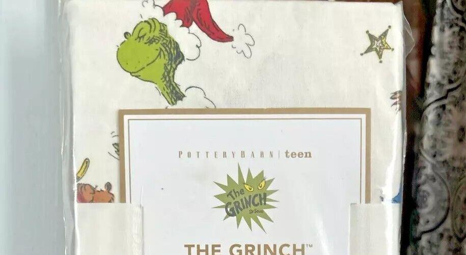 Pottery Barn Grinch Mickey Christmas pillowcase+ Seuss Holiday Disney Kid SET `