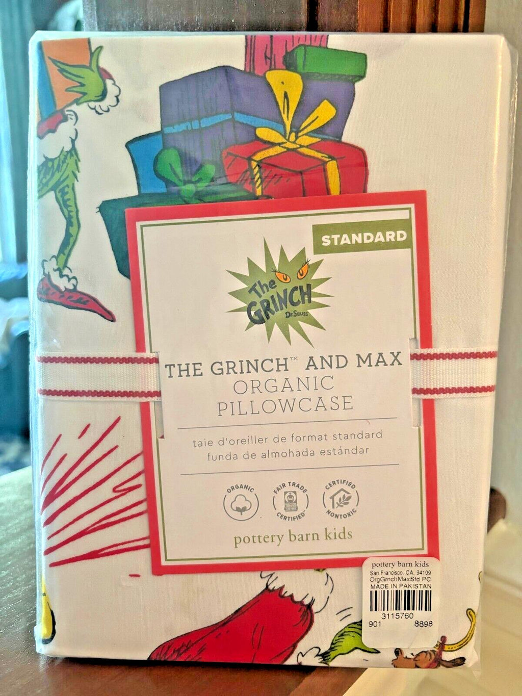 Pottery Barn Grinch Mickey Christmas pillowcase+ Seuss Holiday Disney Kid SET `