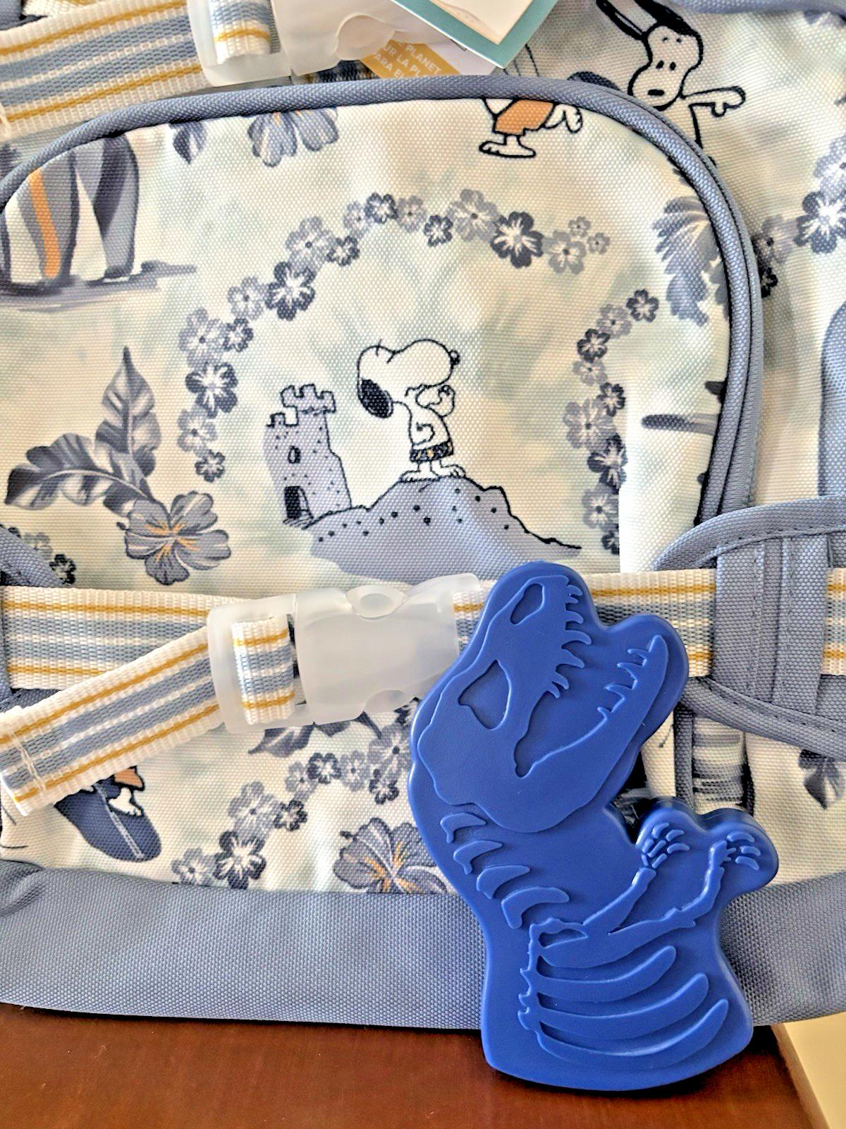 School Pottery barn Kids SNOOPY BACKPACK +Dinosaur BAG Peanuts Jurassic travel .