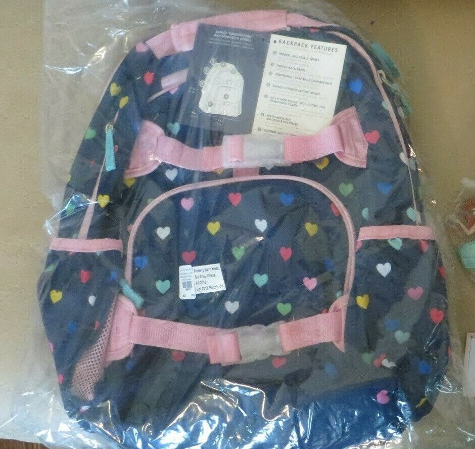 Disney School Pottery barn BACKPACK holiday Rainbow HEART+PENCIL CASE princess -