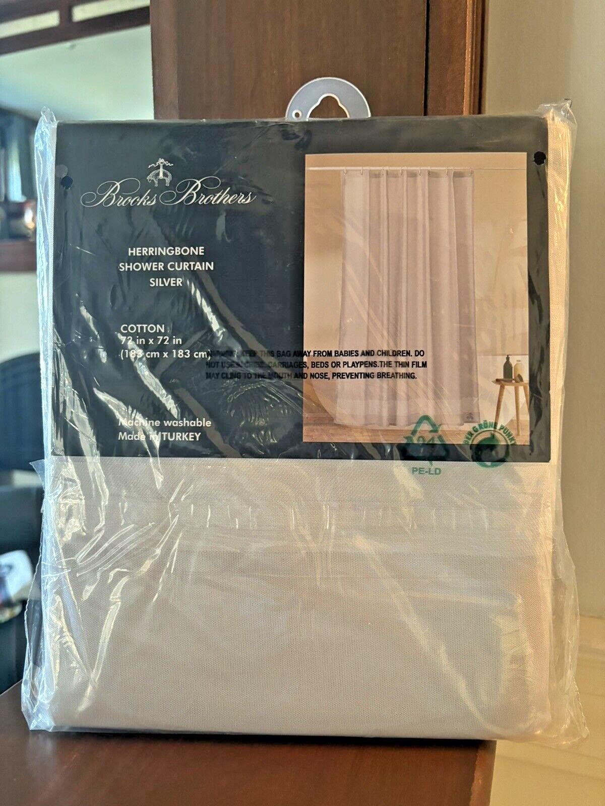 Brooks Brothers Shower Curtain Holiday Guest Herringbone Designer Gift $139 =