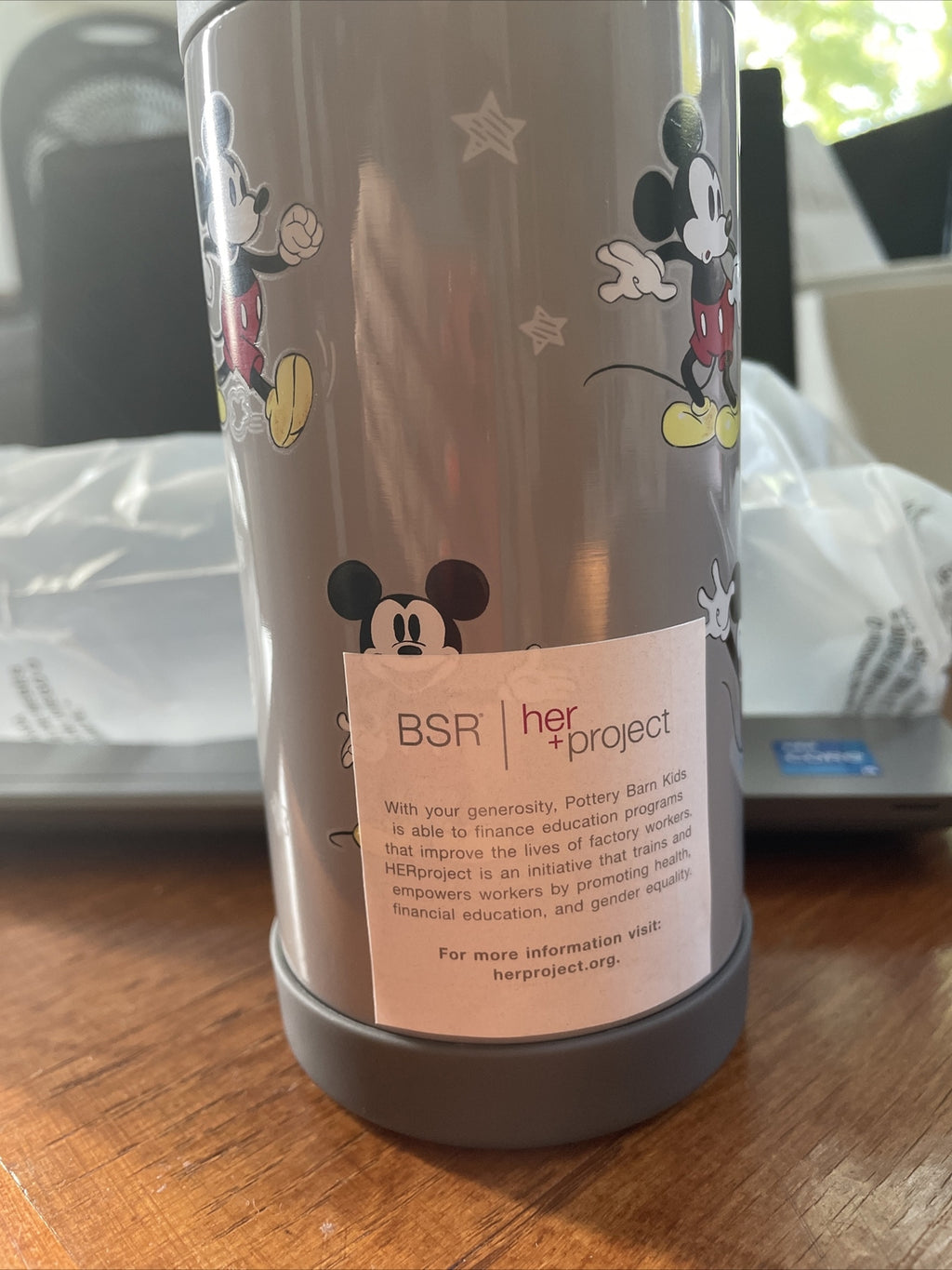 Disney School Pottery barn Mickey Mouse travel Water Bottle gift holiday party ,