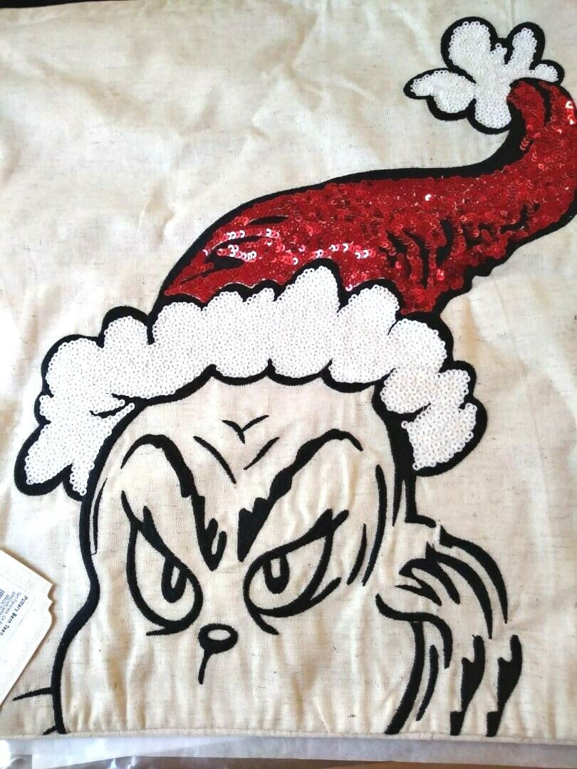 Pottery Barn Grinch Christmas pillow Sham Dr Seuss Holiday Gift party Disney /