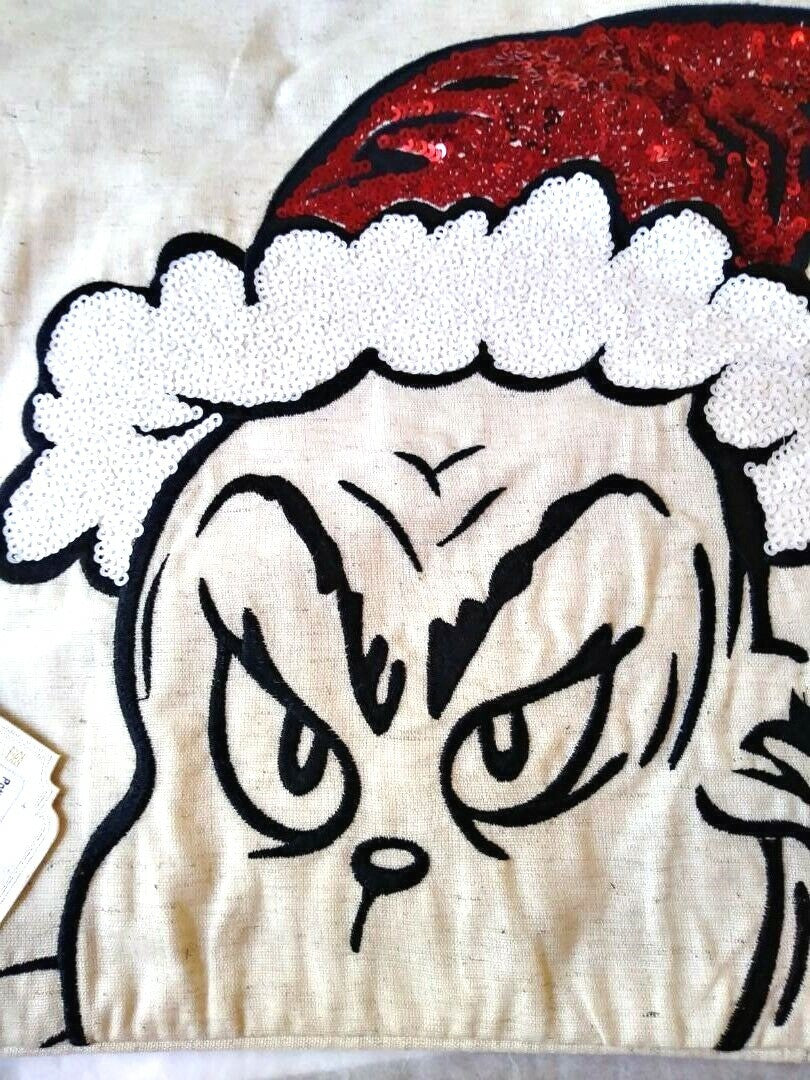 Pottery Barn Grinch Christmas pillow Sham Dr Seuss Holiday Gift party Disney /